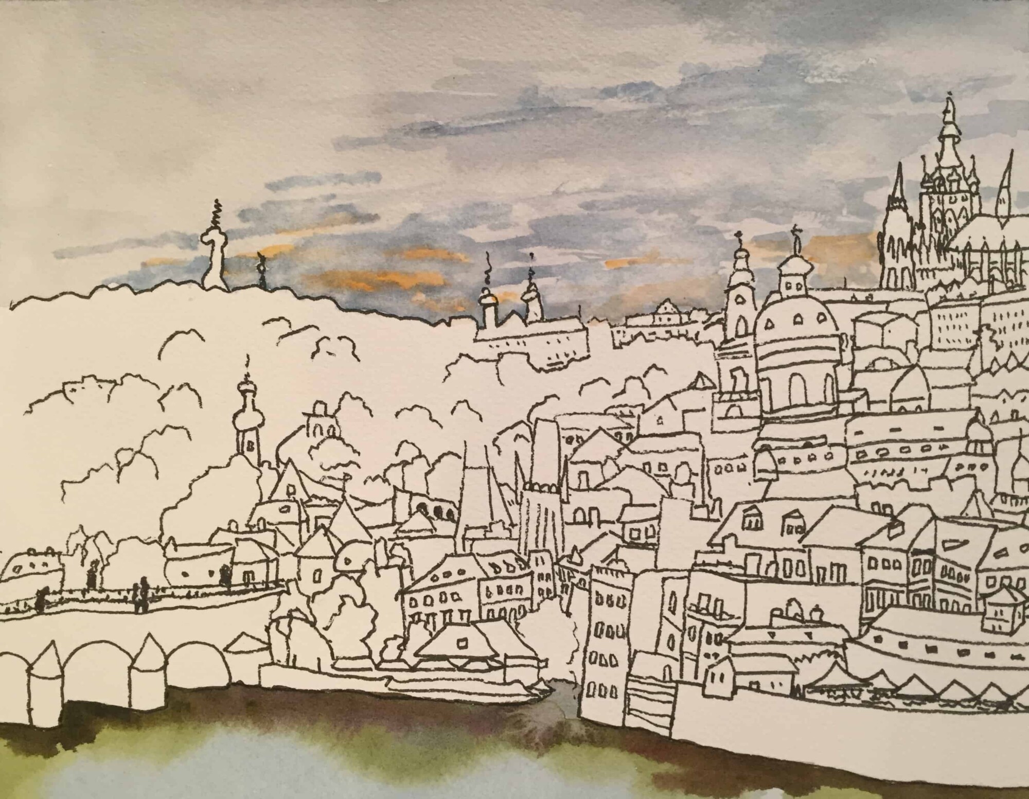 Painting of a costal city